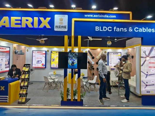Aerix BLDC fans and cables exhibition stall with backlit graphics